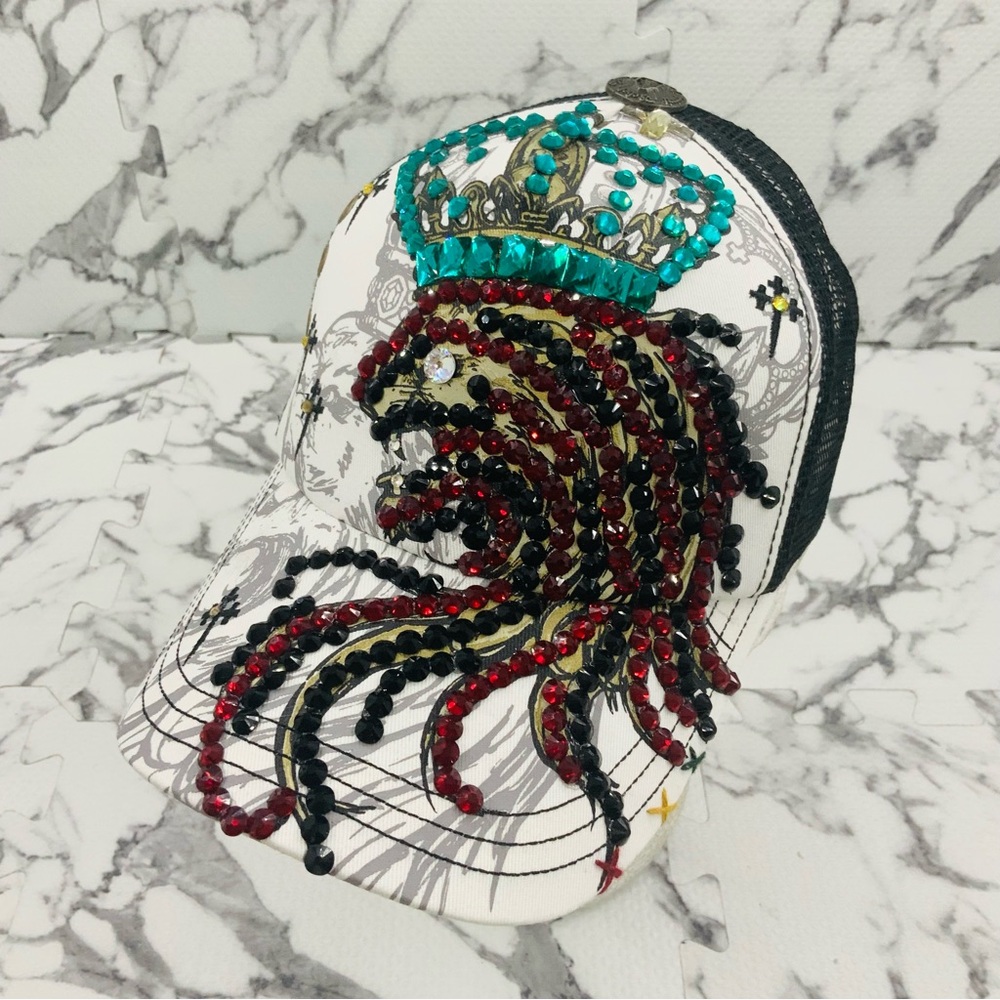 Men’s Lion King Rhinestone Trucker Hat by Rebel Spirit